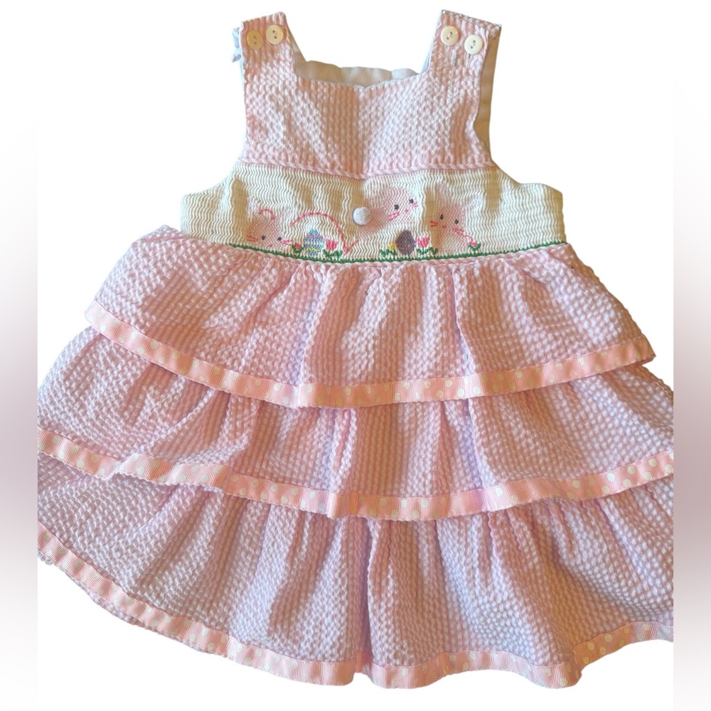 Mud Pie Pink Bunny smocked Dress